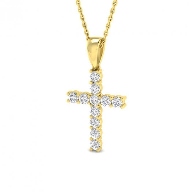 Lowry Diamonds 9ct White Gold Lab Grown Diamond Cross & Chain 0.49ct