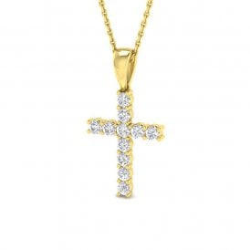 9ct White Gold Lab Grown Diamond Cross & Chain 0.49ct