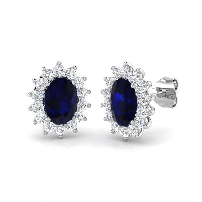 Lowry Diamonds 9ct White Gold Lab Grown Diamond & Sapphire Earrings 2.61ct