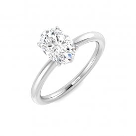 9ct White Gold Lab Grown Oval Diamond Solitaire Ring 1.09ct