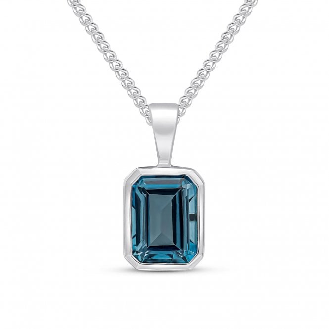 Lowry Gold 9ct White Gold London Blue Topaz Necklace