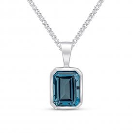 9ct White Gold London Blue Topaz Necklace