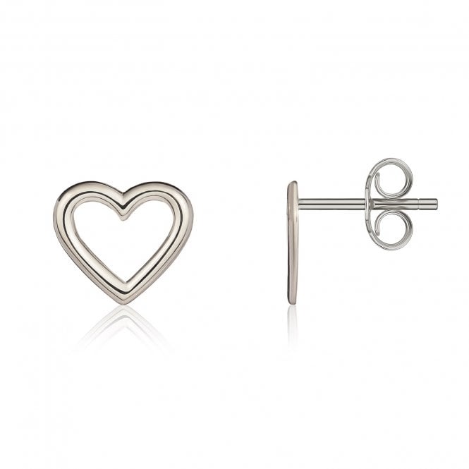Lowry Gold 9ct White Gold Open Heart Stud Earrings