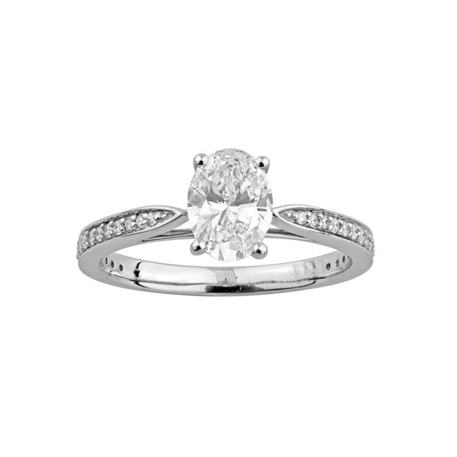 Lowry Diamonds 9ct White Gold Oval Lab Grown Diamond Solitaire Ring 1.23ct. Cerified E/F , VS1 (Centre 1.02ct)