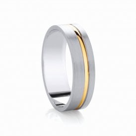 9ct White Gold & Yellow Gold 6mm Fancy Wedding Ring