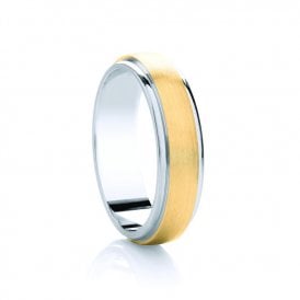 9ct White Gold & Yellow Gold 6mm Fancy Wedding Ring
