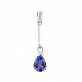 9ct White Tanz & Diamond Pendant & Chain