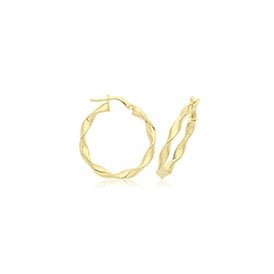 9ct Yellow Gold 15mm Fancy Hoop Earrings