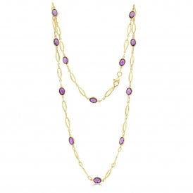 9ct Yellow Gold Amethyst Necklace