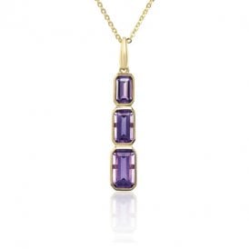 9ct Yellow Gold Amethyst Necklace