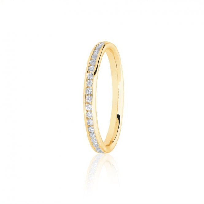 9ct Yellow Gold Diamond Channel Set Wedding Ring .20ct