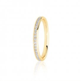 9ct Yellow Gold Diamond Channel Set Wedding Ring .20ct