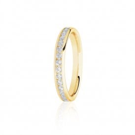 9ct Yellow Gold Diamond Channel Set Wedding Ring .33ct