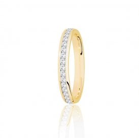 9ct Yellow Gold Diamond Channel Set Wedding Ring .50ct