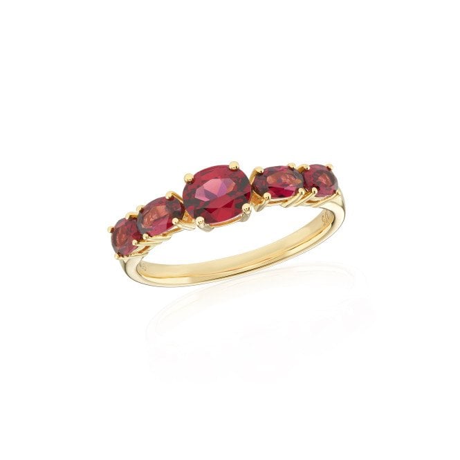 Lowry Gold 9ct Yellow Gold Garnet 5 Stone Ring