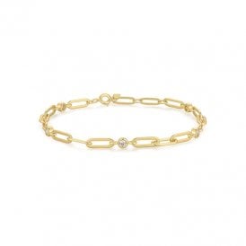 Ania Haie Gold Bezel Station Paper Clip Chain Bracelet B069-01G