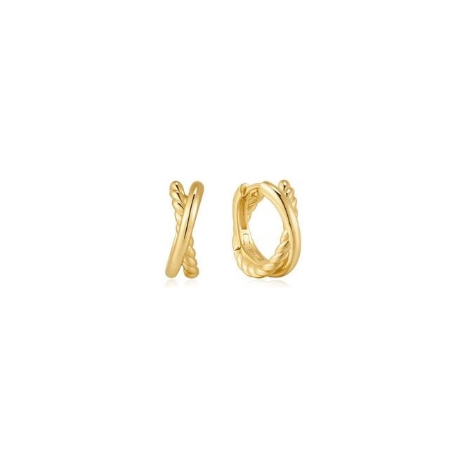 Ania Haie Jewellery Ania Haie Gold Entwined Dual Huggie Hoop Earrings E072-06G