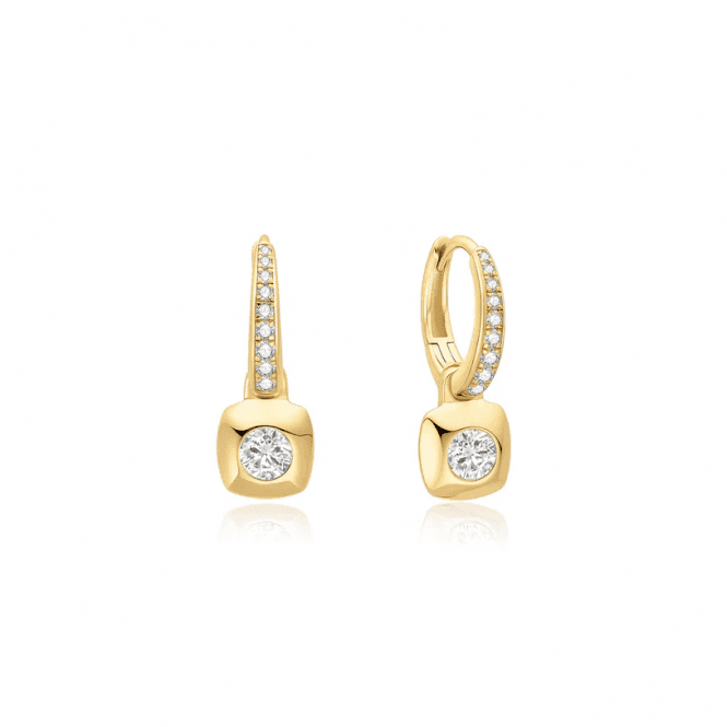 Ania Haie Jewellery Ania Haie Gold Modern Bezel-Set Huggie Hoop Earrings