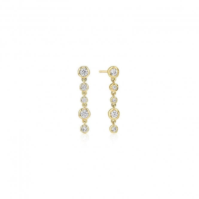 Ania Haie Jewellery Ania Haie Gold Molten Cascade Bezel-Set Drop Stud Earrings