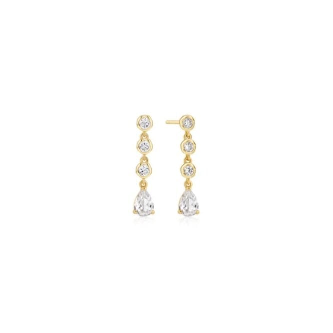 Ania Haie Gold Molten Cascade Bezel-Set Teardrop Stud Earrings