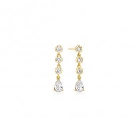 Ania Haie Gold Molten Cascade Bezel-Set Teardrop Stud Earrings