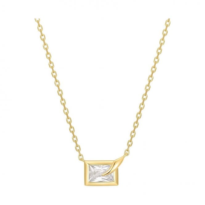 Ania Haie Jewellery Ania Haie Gold Sparkling Bezel Cube Necklace