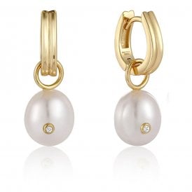 Ania Haie Pearl Drop Sparkle Huggie Hoop Earrings E043-04G