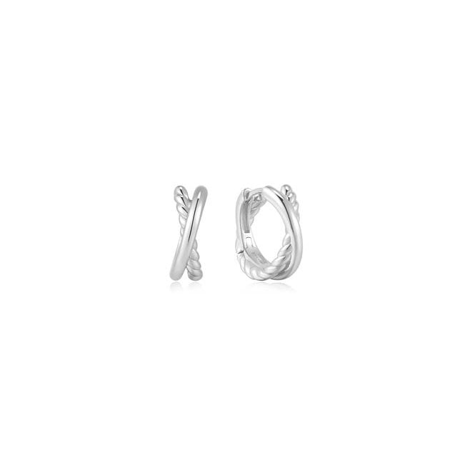 Ania Haie Jewellery Ania Haie Silver Entwined Dual Huggie Hoop Earrings E072-06H