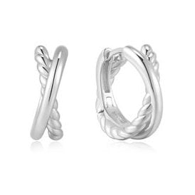 Ania Haie Silver Entwined Dual Huggie Hoop Earrings E072-06H