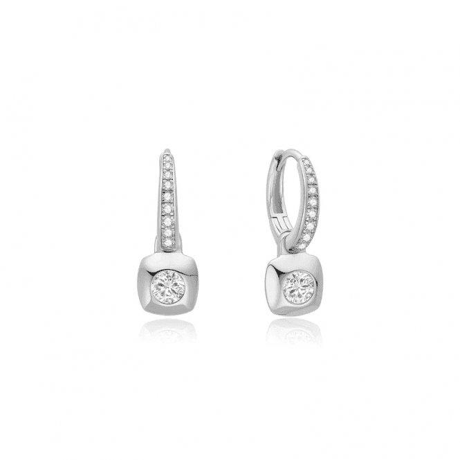Ania Haie Jewellery Ania Haie Silver Modern Bezel-Set Huggie Hoop Earrings
