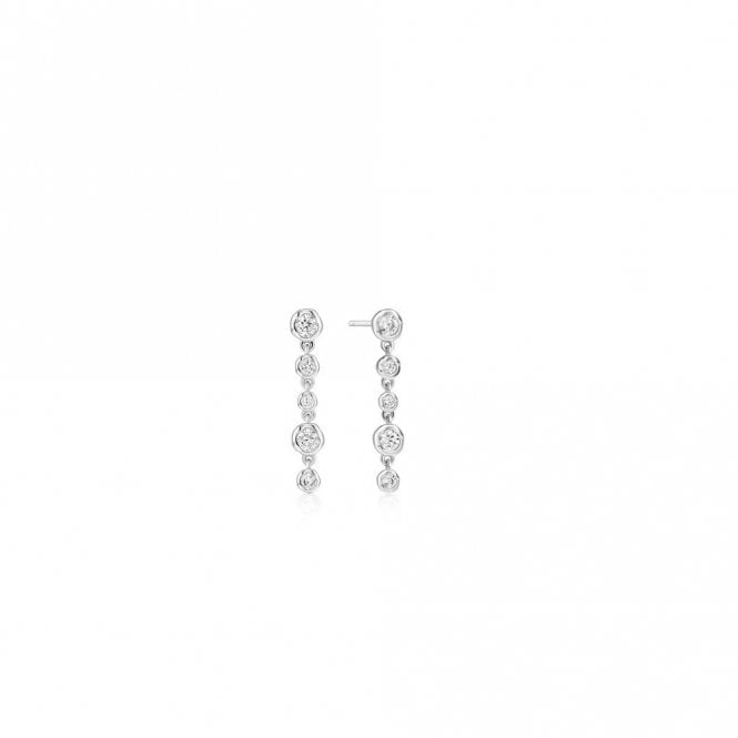 Ania Haie Jewellery Ania Haie Silver Molten Cascade Bezel-Set Drop Stud Earrings