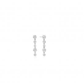 Ania Haie Silver Molten Cascade Bezel-Set Drop Stud Earrings