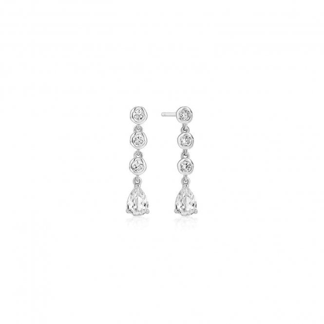 Ania Haie Jewellery Ania Haie Silver Molten Cascade Bezel-Set Teardrop Stud Earrings