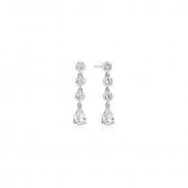 Ania Haie Silver Molten Cascade Bezel-Set Teardrop Stud Earrings