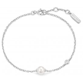 Ania Haie Silver Shell Pearl & Bezel Set Sparkle Bracelet B075-01H