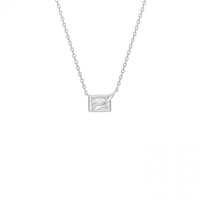Ania Haie Jewellery Ania Haie Silver Sparkling Bezel Cube Necklace