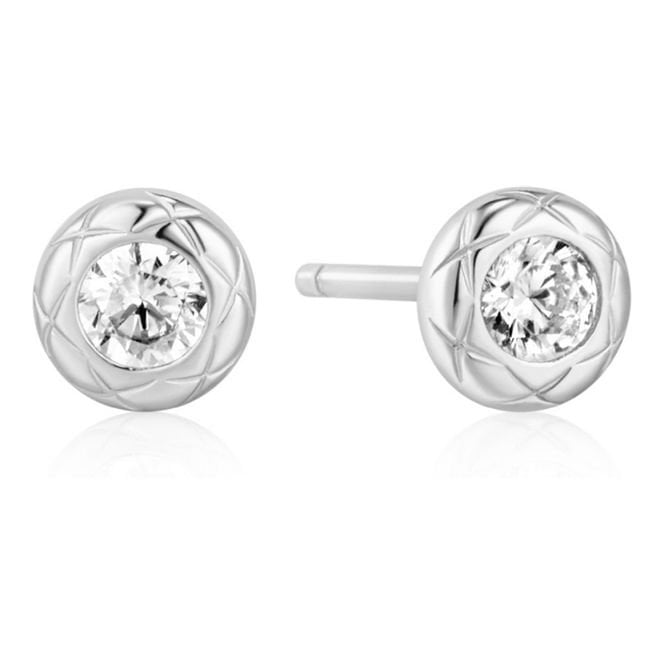 Ania Haie Jewellery Ania Haie Silver Textured Bezel-Set Stud Earrings