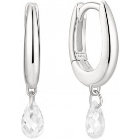 Ania Haie Sterling Silver CZ Drop Huggie Earrings