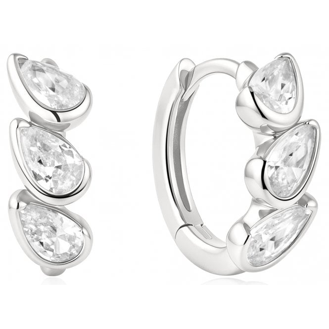 Ania Haie Jewellery Ania Haie Sterling Silver CZ Triple Huggie Earrings