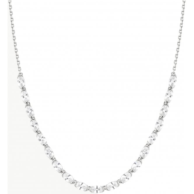 Ania Haie Jewellery Ania Haie Sterling Silver Half-Bezel Oval Half-Tennis Necklace