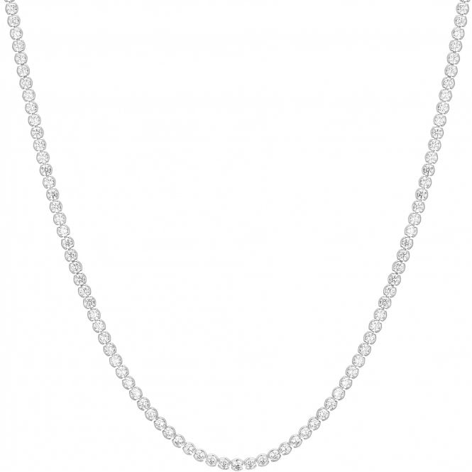Ania Haie Jewellery Ania Haie Sterling Silver Half-Bezel Round Tennis Necklace