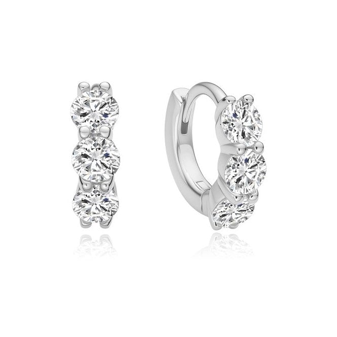 Ania Haie Jewellery Ania Haie Sterling Silver Trio Sparkle Huggie Hoop Earrings