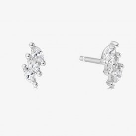 Ania Haie Sterling Silver Triple Marquise Stud Earrings