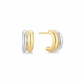 Ania Haie Two Tone Duet Huggie Hoop Earrings E067-05T