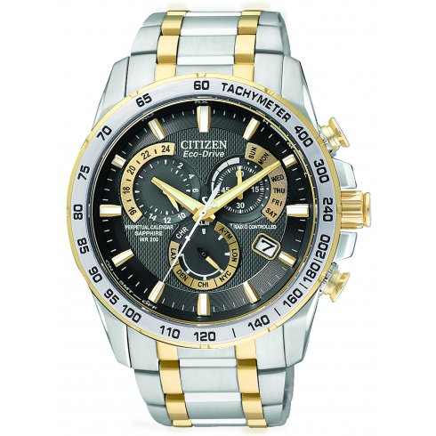 Citizen Men's Chrono Perpetual Alarm Chronograph Radio Controlled Eco-Drive Watch AT4004-52E