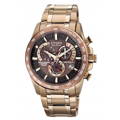 Citizen Men's Perpetual Chrono A.T Alarm Chronograph Eco-Drive Watch AT4106-52X