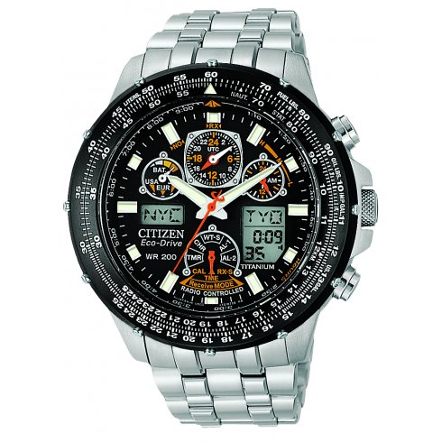 Citizen Men's Skyhawk AT Titanium Alarm Chronograph Radio Controlled Eco-Drive Watch JY0010-50E