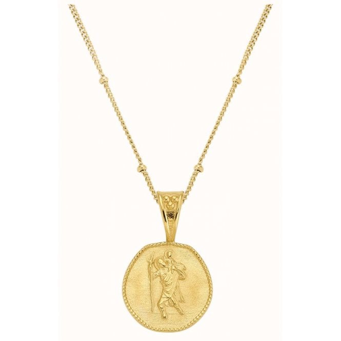 D Louise D.Louise 14 ct Gold Plated PVD St Christopher Necklace SKN-21