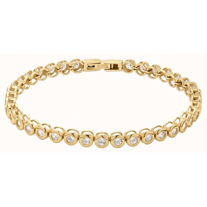 D Louise D.Louise14ct Gold Plated PVD Bezel Tennis Bracelet SKB-055-18
