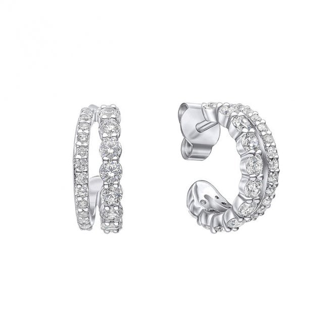 Diamonfire Sterling Silver CZ Double Hoop Earrings